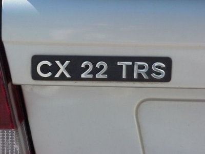 CX 22 TRS rear badge